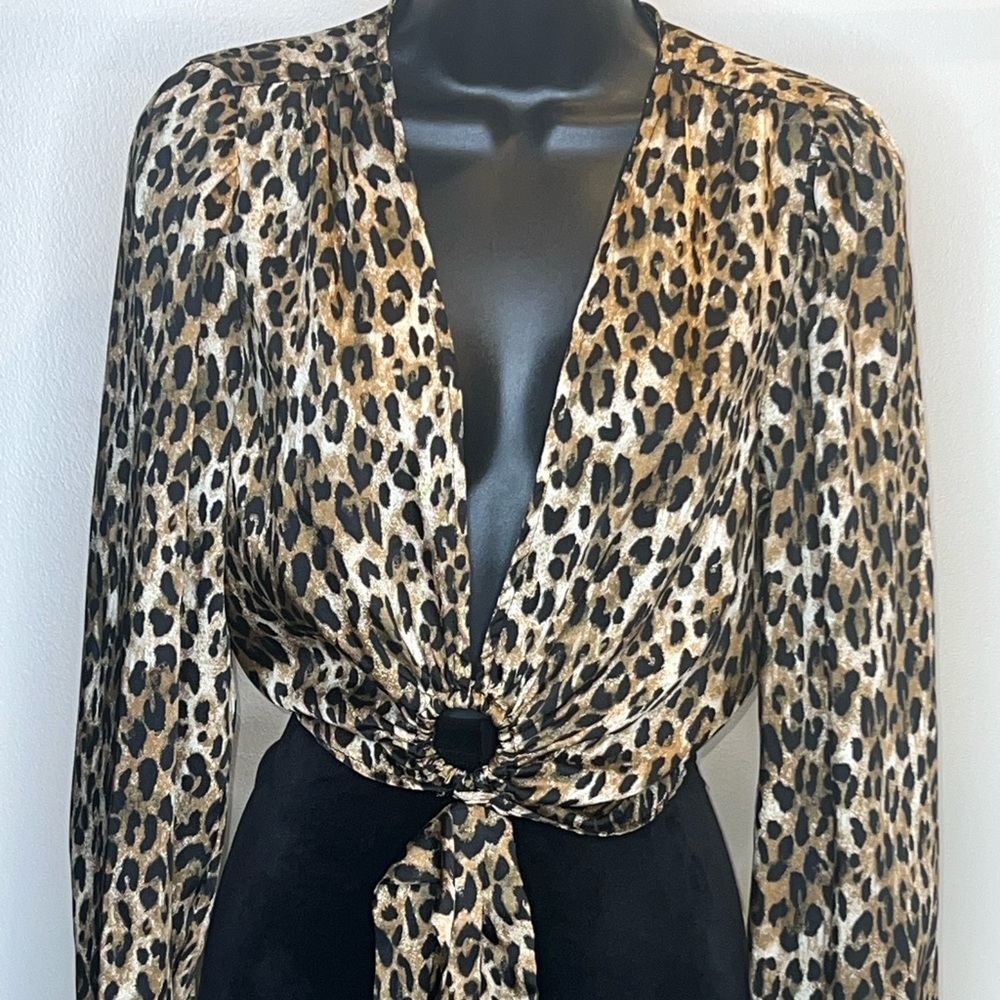 Animal Print Open Chest Blouse